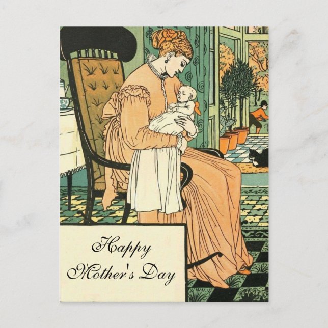 Mother and Baby, Vintage Postcard (Front)