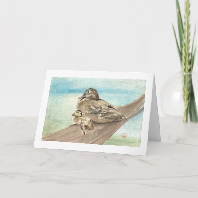 Mother and Baby Wood Duck Notecard (Front)