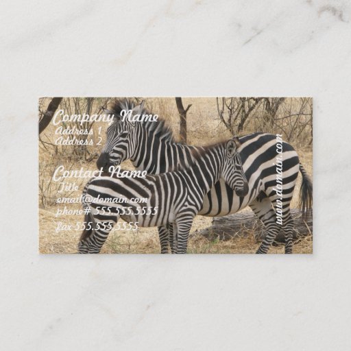 Customizable Mother and Baby Zebra Business Cards