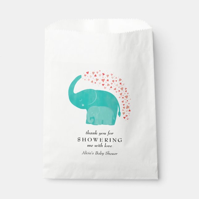 Mother and Calf Elephant Baby Shower Favor Bag (Front)