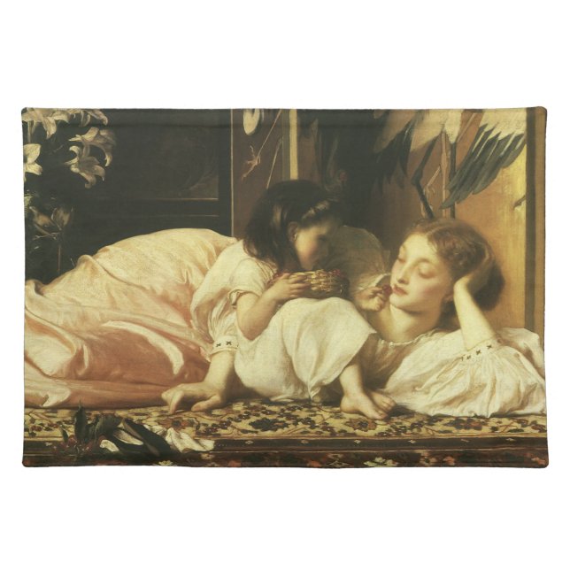 Mother and Child (aka Cherries) by Lord Leighton Cloth Placemat (Front)