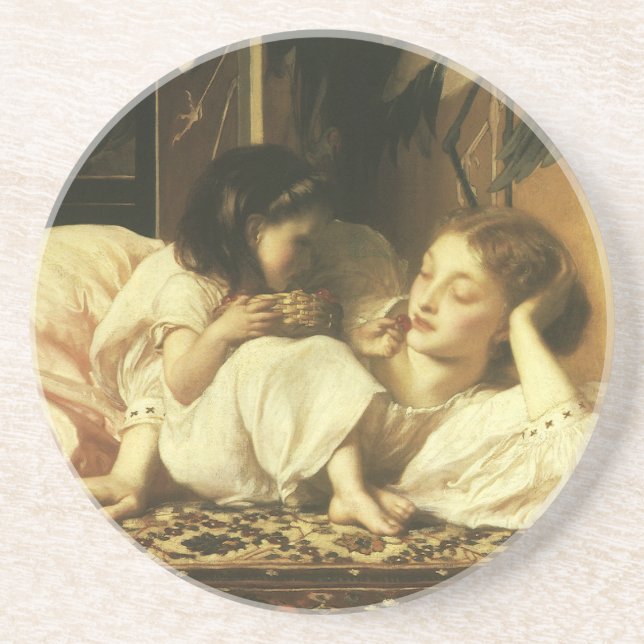 Mother and Child (aka Cherries) by Lord Leighton Drink Coaster (Front)