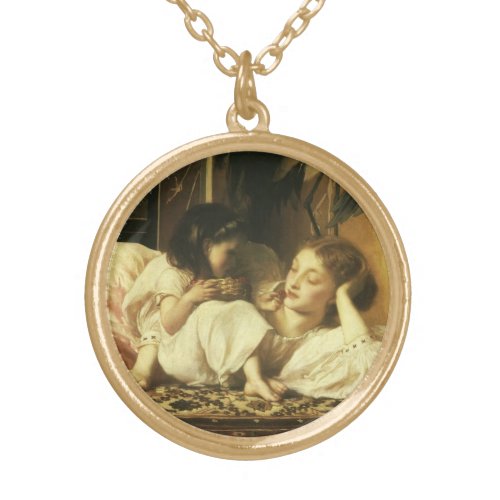 Mother and Child aka Cherries by Lord Leighton Gold Plated Necklace