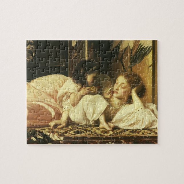 Mother and Child (aka Cherries) by Lord Leighton Jigsaw Puzzle (Horizontal)