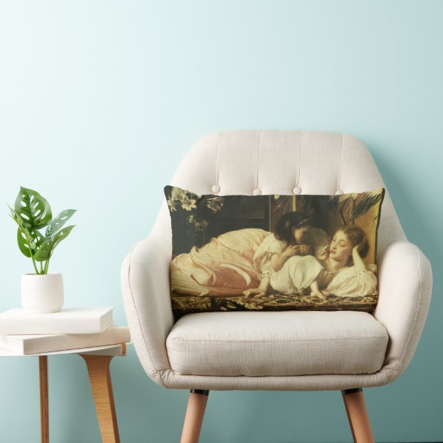 Mother and Child (aka Cherries) by Lord Leighton Lumbar Pillow (Chair)