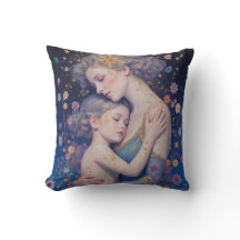 Mother and Child Art Throw Pillow 