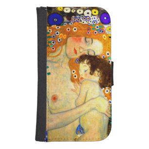 Mother and Child by Gustav Klimt Art Nouveau Phone Wallet
