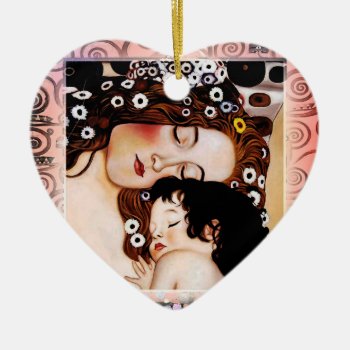 Mother And Child By Gustav Klimt Collage Ceramic Ornament by Customizeables at Zazzle