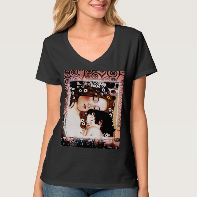 Mother and Child by Gustav Klimt Collage T-Shirt (Front)