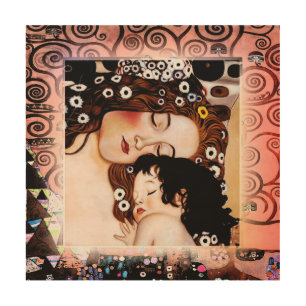 Mother and Child by Gustav Klimt Collage Wood Wall Decor