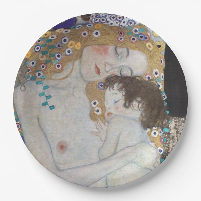 Mother and Child by Gustav Klimt Paper Plates (Front)