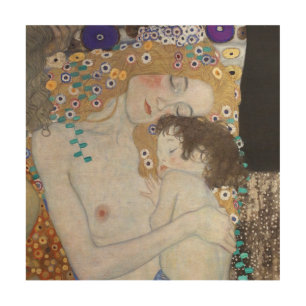 Mother and Child by Gustav Klimt Wood Wall Art