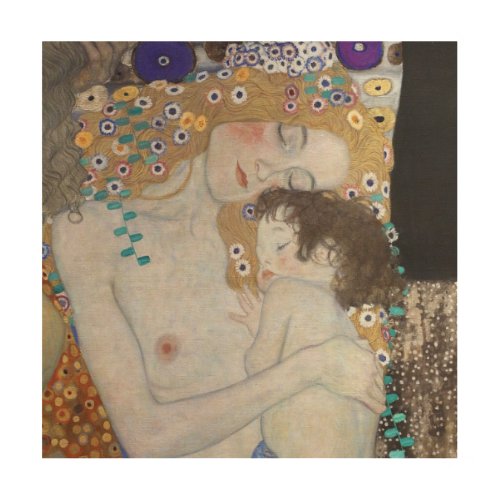Mother and Child by Gustav Klimt Wood Wall Art