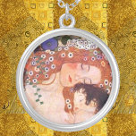 Mother and child by Klimt Silver Plated Necklace<br><div class="desc">Mother and child by Klimt</div>