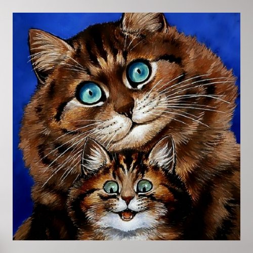Mother and Child by Louis Wain Poster