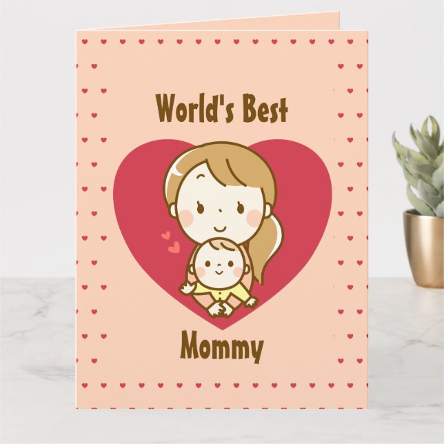Mother and child cute kawaii cartoon mother's day card (Small Plant)