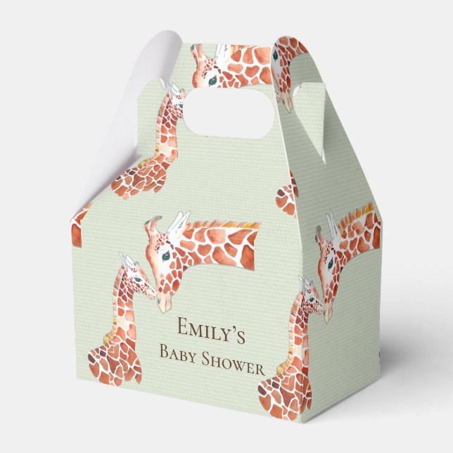 Mother and Child Giraffe Baby Shower  Favor Boxes (Front Side)