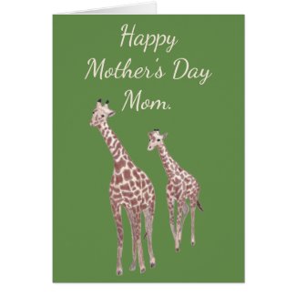 Mother and Child Giraffe Happy Mother's Day Cards