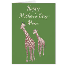 Giraffe Mothers Day Card Customisable 