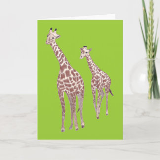 Mother and child giraffes drawing Cards