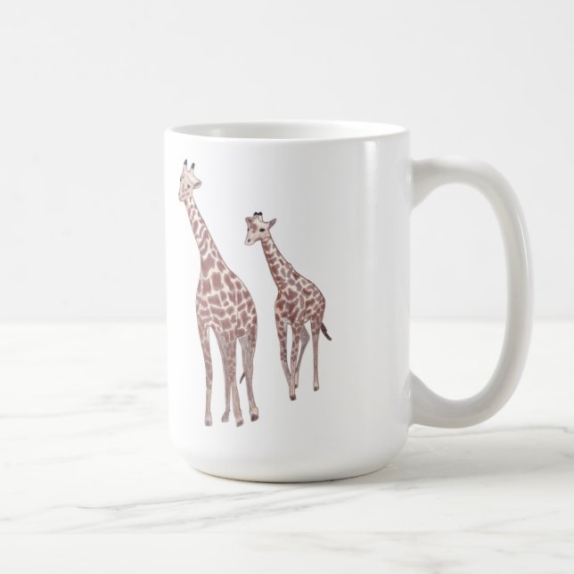 Mother and child giraffes drawing custom mugs (Right)