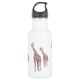 Mother and child giraffes drawing stainless steel water bottle
