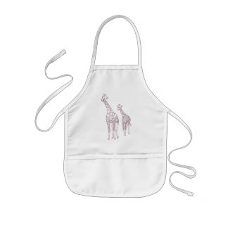 Mother and child giraffes outline drawing Aprons