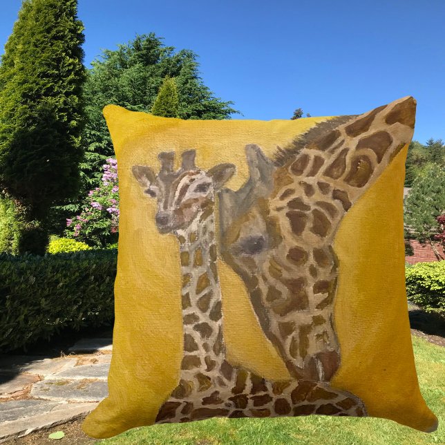 Mother and Child Giraffes Throw Pillow (Creator Uploaded)