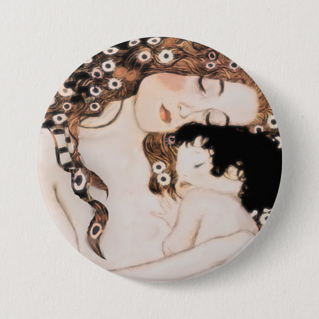 Mother and Child Gustav Klimt Button (Front)