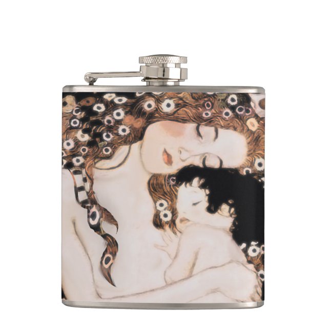 Mother and Child Gustave Klimt Flask (Front)