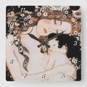 Mother and Child Gustave Klimt Square Wall Clock