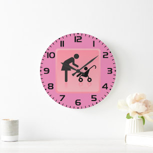Mother And Child Icon Large Clock