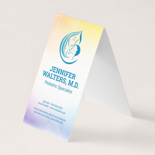 Mother and Child Illustrative Logo Business Card (Front)