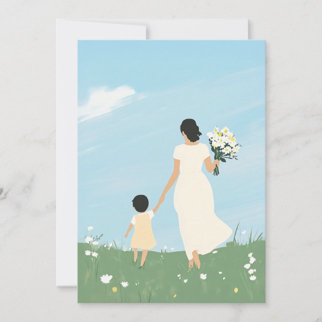 Mother and Child in a Blooming Meadow Invitation (Front)