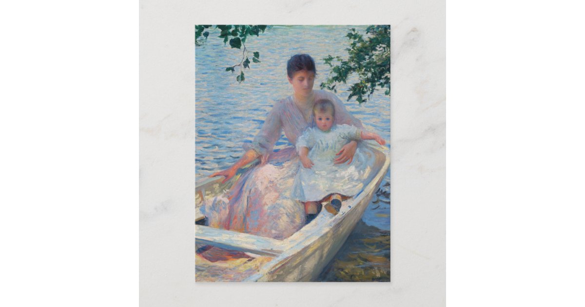 Mother and Child in A Boat Postcard | Zazzle