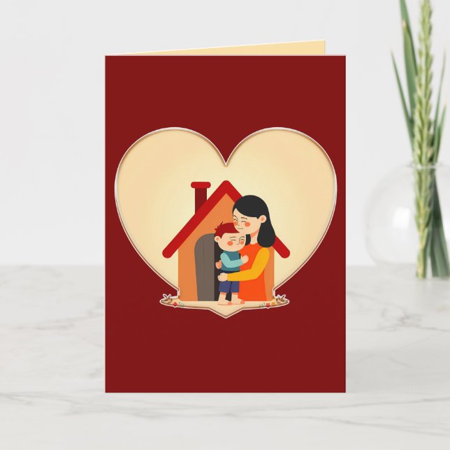 Mother and Child Love Illustration – Warm Family Card (Front)