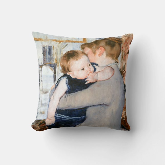 Mother and Child, Mary Cassatt Throw Pillow (Front)