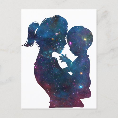 Mother And Child Mothers Day Silhouette Announcement Postcard