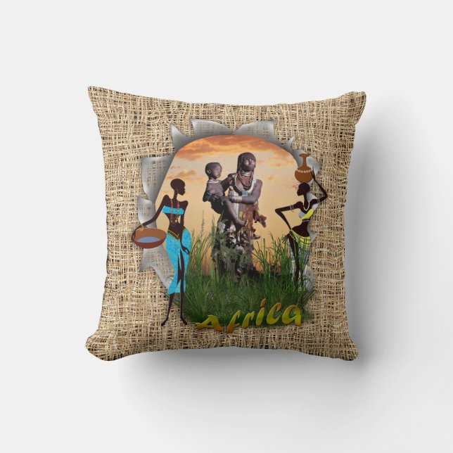Mother and child of Africa Throw Pillow (Front)