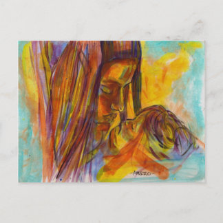 mother and child postcard