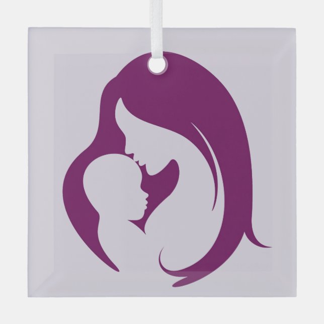 Mother and child purple glass ornament (Front)