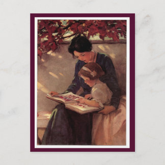 Mother and Child Reading Postcard