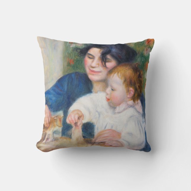 Mother and Child, Renoir Throw Pillow (Front)