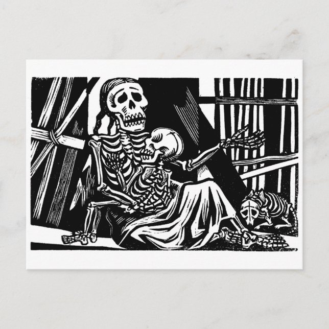 "Mother and Child Skeletons" by Leopoldo Mendez Postcard (Front)