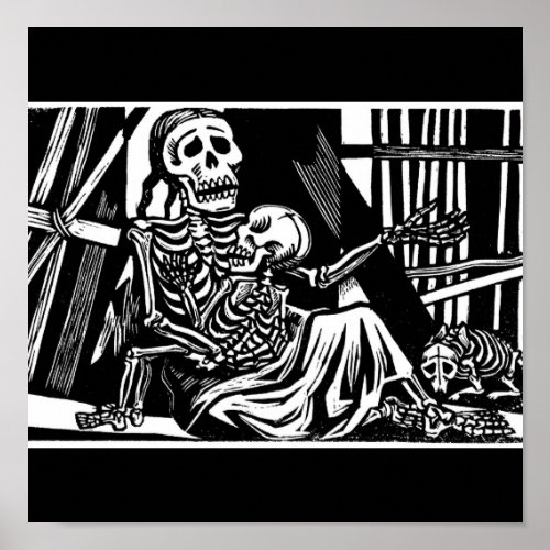 Mother and Child Skeletons by Leopoldo Mendez Poster