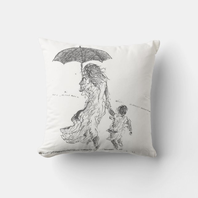 Mother and Child Sri Lanka Throw Pillow (Front)