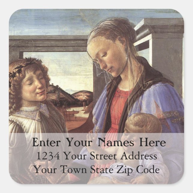 Mother and Child Vintage Christmas Address Label (Front)