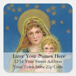 Mother and Child Vintage Christmas Address Label