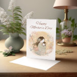 Mother and Child with Watercolor Flowers  Card