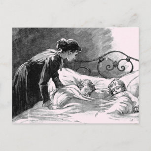 Mother and Children Sleeping Postcard